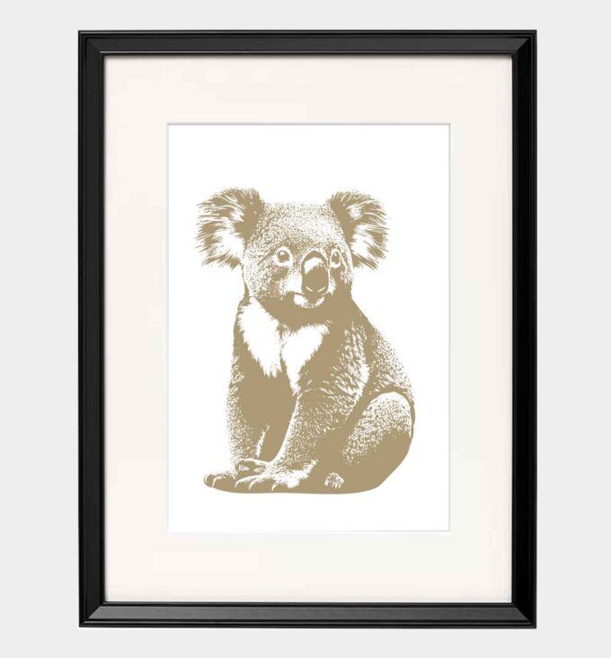 Koala – obraz w kolorze złotym